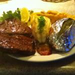 Steak, Lobster, and Tempura Asparagus. Delicious!